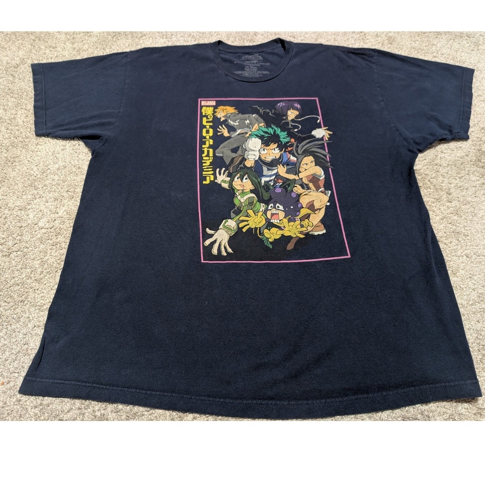 My Hero‎ Academia T Shirt Mens 2XL Navy Blue Graphic Tee Deku Anime Manga Print